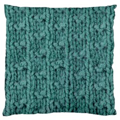 Knitted Wool Blue Large Cushion Case (two Sides) by snowwhitegirl