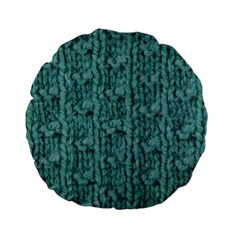 Knitted Wool Blue Standard 15  Premium Round Cushions by snowwhitegirl