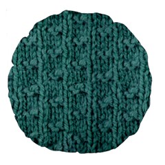 Knitted Wool Blue Large 18  Premium Round Cushions by snowwhitegirl