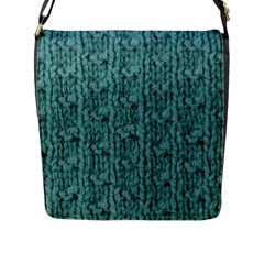 Knitted Wool Blue Flap Closure Messenger Bag (l) by snowwhitegirl