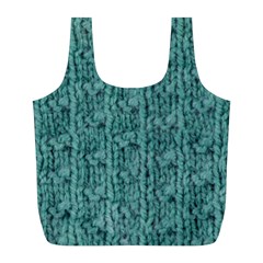 Knitted Wool Blue Full Print Recycle Bag (l)