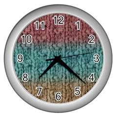 Knitted Wool Ombre 1 Wall Clock (silver) by snowwhitegirl