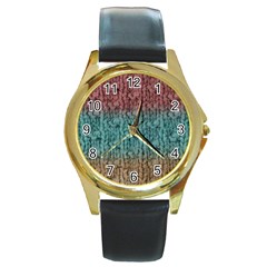 Knitted Wool Ombre 1 Round Gold Metal Watch by snowwhitegirl