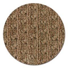 Knitted Wool Brown Magnet 5  (round) by snowwhitegirl