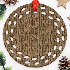 Knitted Wool Brown Ornament (round Filigree) by snowwhitegirl