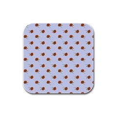 Peach Rose Blue Rubber Square Coaster (4 Pack)  by snowwhitegirl