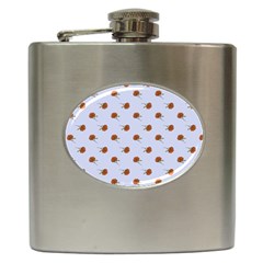 Peach Rose Blue Hip Flask (6 Oz) by snowwhitegirl