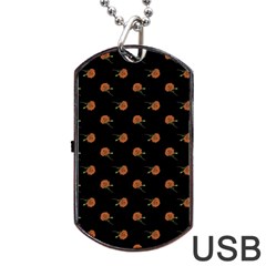 Peach Rose Black Dog Tag Usb Flash (one Side) by snowwhitegirl