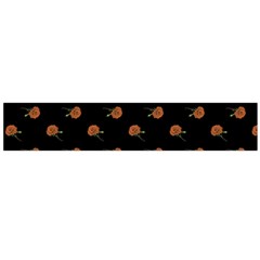 Peach Rose Black Large Flano Scarf  by snowwhitegirl