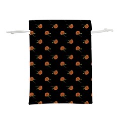 Peach Rose Black Lightweight Drawstring Pouch (s)