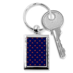 Red Rose Blue Key Chain (rectangle) by snowwhitegirl