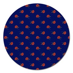 Red Rose Blue Magnet 5  (round) by snowwhitegirl