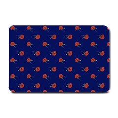 Red Rose Blue Small Doormat  by snowwhitegirl