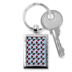 Red Roses Light Blue Key Chain (rectangle) by snowwhitegirl