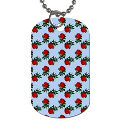 Red Roses Light Blue Dog Tag (two Sides) by snowwhitegirl