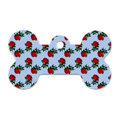 Red Roses Light Blue Dog Tag Bone (two Sides) by snowwhitegirl