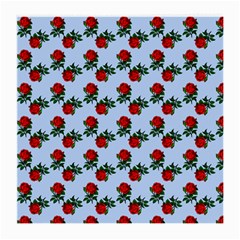 Red Roses Light Blue Medium Glasses Cloth by snowwhitegirl