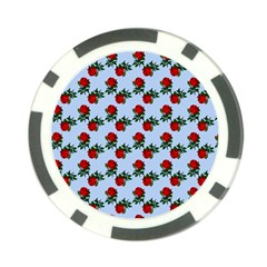 Red Roses Light Blue Poker Chip Card Guard by snowwhitegirl