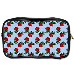 Red Roses Light Blue Toiletries Bag (one Side) by snowwhitegirl