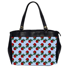 Red Roses Light Blue Oversize Office Handbag (2 Sides) by snowwhitegirl