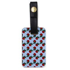 Red Roses Light Blue Luggage Tag (one Side) by snowwhitegirl