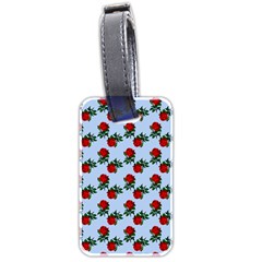 Red Roses Light Blue Luggage Tag (two Sides) by snowwhitegirl