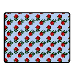 Red Roses Light Blue Double Sided Fleece Blanket (small)  by snowwhitegirl