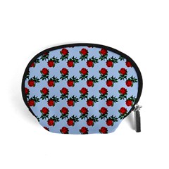 Red Roses Light Blue Accessory Pouch (small) by snowwhitegirl