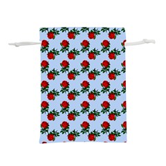 Red Roses Light Blue Lightweight Drawstring Pouch (l)