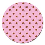 Peach Rose Pink Magnet 5  (Round) Front