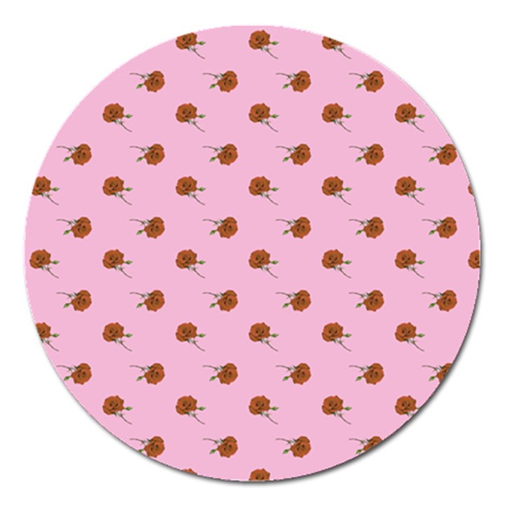 Peach Rose Pink Magnet 5  (Round)