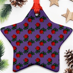 Red Roses Purple Vintage Ornament (star) by snowwhitegirl