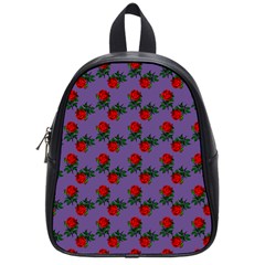 Red Roses Purple Vintage School Bag (small) by snowwhitegirl