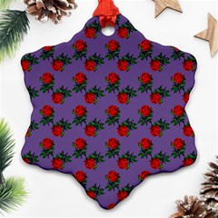 Red Roses Purple Vintage Ornament (snowflake) by snowwhitegirl