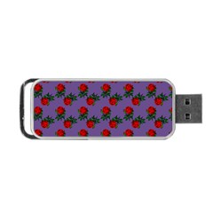 Red Roses Purple Vintage Portable Usb Flash (two Sides) by snowwhitegirl