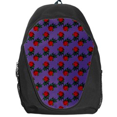 Red Roses Purple Vintage Backpack Bag by snowwhitegirl