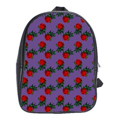 Red Roses Purple Vintage School Bag (xl) by snowwhitegirl