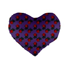 Red Roses Purple Vintage Standard 16  Premium Heart Shape Cushions by snowwhitegirl