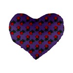 Red Roses Purple Vintage Standard 16  Premium Heart Shape Cushions Back