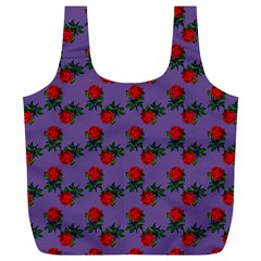 Red Roses Purple Vintage Full Print Recycle Bag (xl) by snowwhitegirl