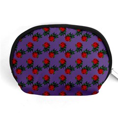 Red Roses Purple Vintage Accessory Pouch (medium) by snowwhitegirl