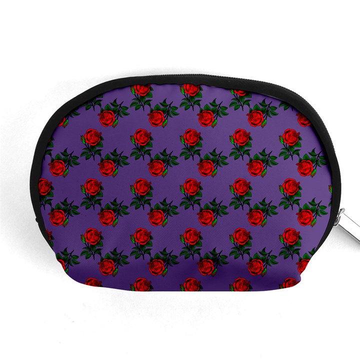 Red Roses Purple Vintage Accessory Pouch (Medium)