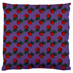 Red Roses Purple Vintage Large Flano Cushion Case (two Sides) by snowwhitegirl