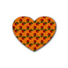 Red Roses Orange Heart Coaster (4 Pack)  by snowwhitegirl