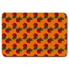 Red Roses Orange Large Doormat  by snowwhitegirl