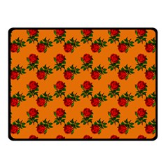 Red Roses Orange Fleece Blanket (small) by snowwhitegirl