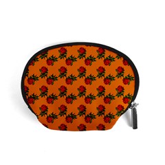 Red Roses Orange Accessory Pouch (small) by snowwhitegirl