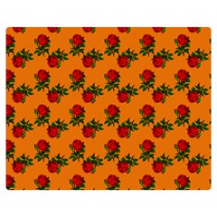 Red Roses Orange Double Sided Flano Blanket (medium)  by snowwhitegirl