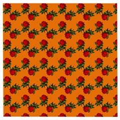 Red Roses Orange Wooden Puzzle Square