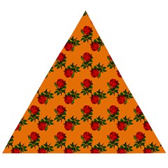 Red Roses Orange Wooden Puzzle Triangle